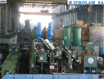 Hydrostatic press for 1300 bar //Sytco-GAZPROMTRUBINVEST Rusia pipe testing